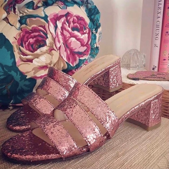 For Love And Lemons Shoes - RARE!! 👠For Love And Lemons Pink Glitter Mules